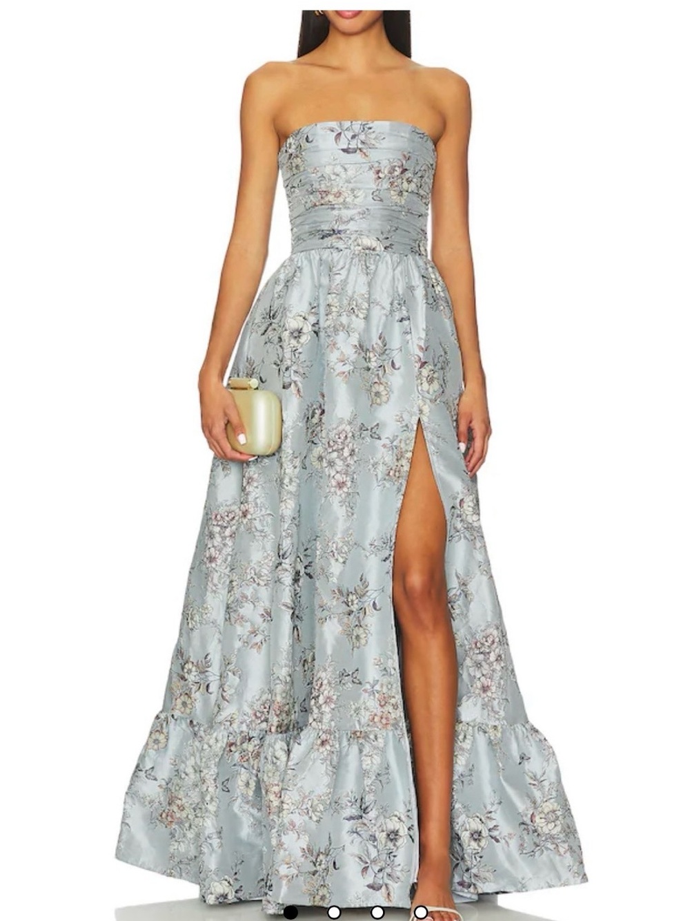 V. Chapman Strapless Floral Midi Dress in Light Blue